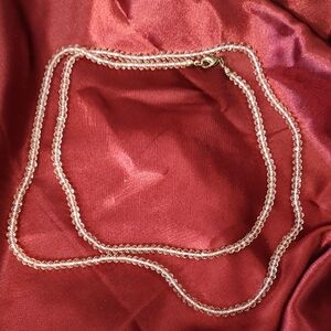 Vintage Glass Beads Pale Pink Faceted Necklace